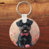 Porte-clés Affenpinscher avec des roses - Saint-Valentin (Recto)