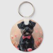 Porte-clés Affenpinscher avec des roses - Saint-Valentin (Verso)