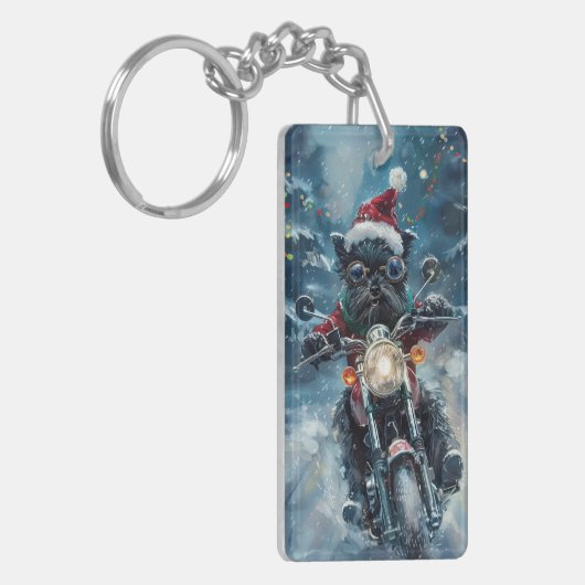 Porte-clés Affenpinscher Chien équitation Moto Noël (Devant gauche)