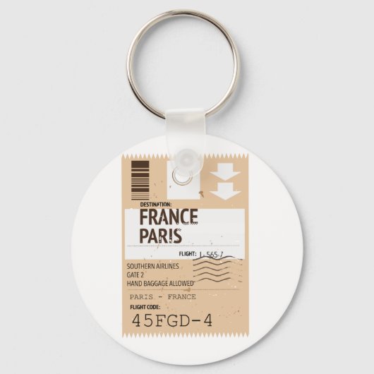 Porte-clés Affiche de billet d'avion Paris France (Recto)