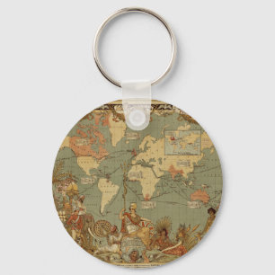 Porte-clés Affiche de la carte du monde de l'Empire britanniq