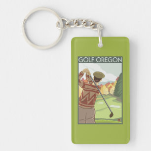 Porte-clés Affiche de Vintage voyage de scène d'OregonGolf