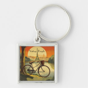 Porte-clés Affiche de voyage à vélo, Paris personnalisable