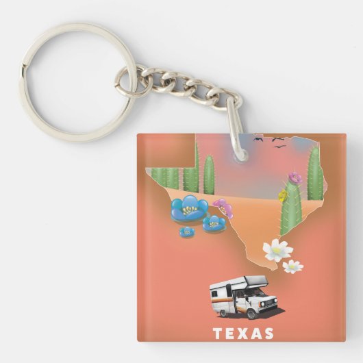 Porte-clés Affiche de voyage au Texas (Devant)
