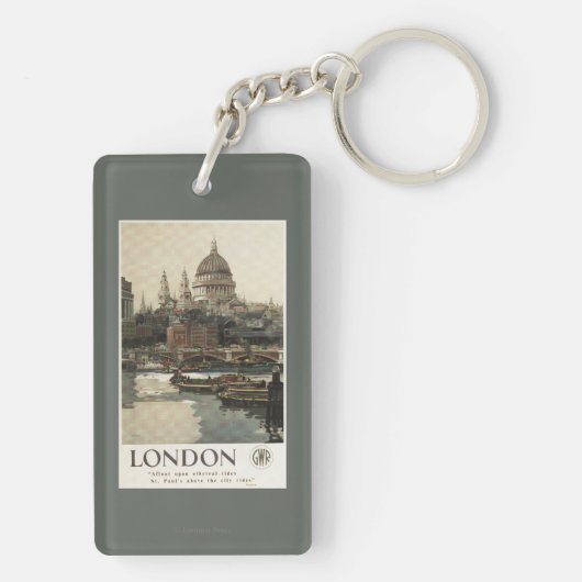 Porte-clés Affiche de voyage de Great Western St Paul (Dos)