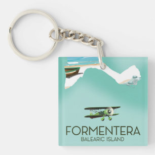 Porte-clés Affiche de voyage de l'île baléare de Formentera C