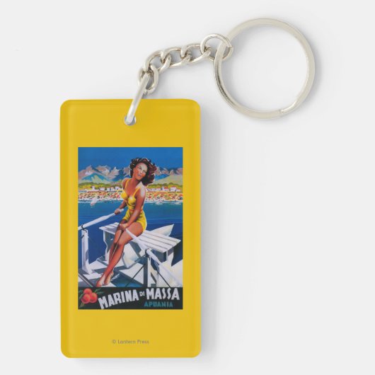 Porte-clés Affiche de voyage de marina de Massa (Dos)