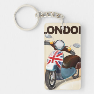 Porte-clés Affiche de voyage Londres scooter vintage union ja