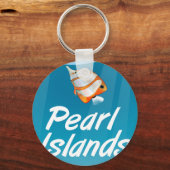Porte-clés Affiche de voyage tropical des îles Pearl. (Recto)