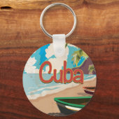 Porte-clés Affiche de voyage vintage Cuba (Recto)
