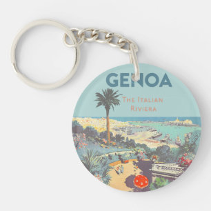 Porte-clés Affiche de voyage vintage de Gênes Riviera italien