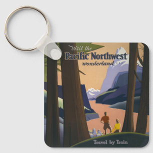 Porte-clés Affiche de voyage vintage Pacific Northwest 1925 T