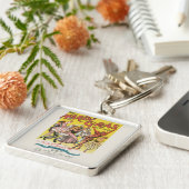 Porte-clés Affiche jaune antique Mardi Gras (Côté)