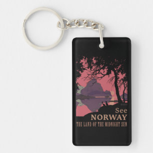Porte-clés Affiche minimaliste de coucher de soleil en Norvèg