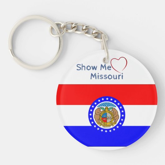 Porte-clés Afficher Amour Missouri avec Initiales Drapeau Pat (Devant)
