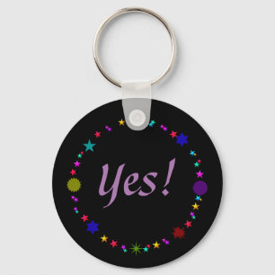 Porte-clés Affirm Yes! Colorful Retro Stars on Black Keychain