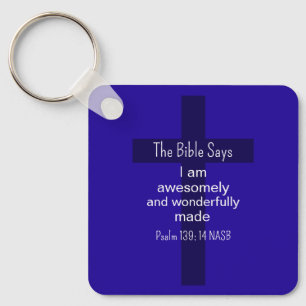 Porte-clés Affirmation Biblique Bleue Encouragement Chrétien