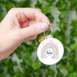 Porte-clés Affirmation d'amour de soi Arc-en-ciel pastel mign
