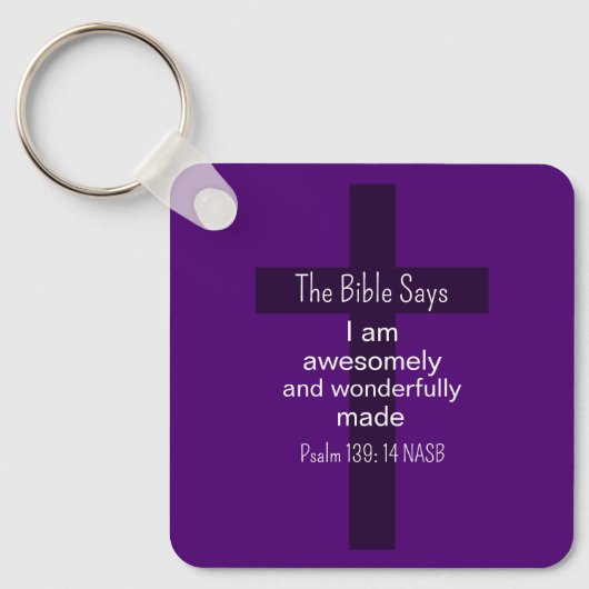Porte-clés Affirmation d'encouragement de la Bible violette C (Recto)