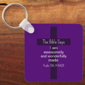 Porte-clés Affirmation d'encouragement de la Bible violette C (Recto)