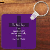 Porte-clés Affirmation d'encouragement de la Bible violette C (Verso)