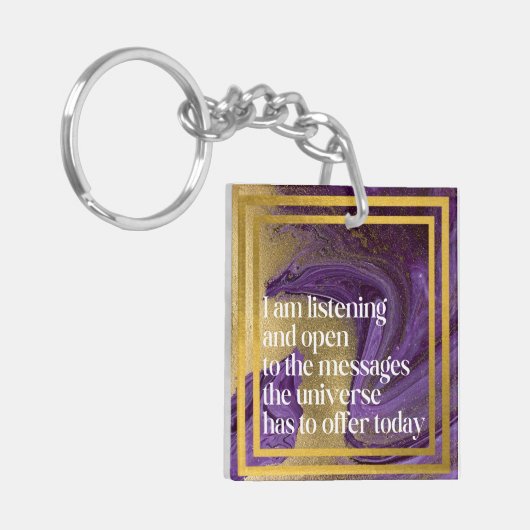 Porte-clés Affirmation positive Marbre violet/or (Devant gauche)