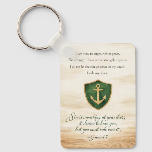 Porte-clés Affirmation pour la colère - Verset biblique de ca (Recto)
