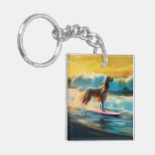 Porte-clés Afghan Hound Beach Surf Peinture (Devant gauche)