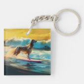 Porte-clés Afghan Hound Beach Surf Peinture (Dos)