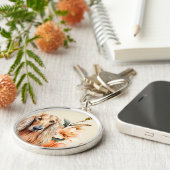 Porte-clés Afghan Hound Dog and Peach Lilies (Côté)