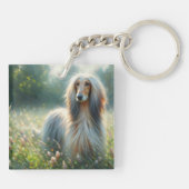 Porte-clés Afghan Hound In Floral Meadow Art (Dos)