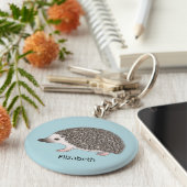 Porte-clés African Pygmy Hedgehog Cartoon Design With A Name (Côté)