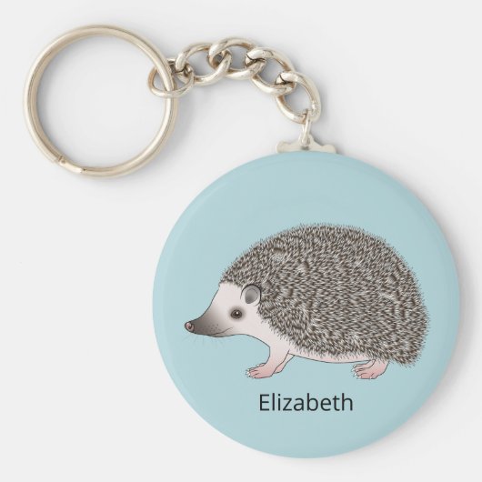 Porte-clés African Pygmy Hedgehog Cartoon Design With A Name (Devant)