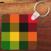Porte-clés  African Rasta Reggae Colours Plaid Pattern Design (Verso)