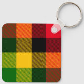 Porte-clés  African Rasta Reggae Colours Plaid Pattern Design (Dos)