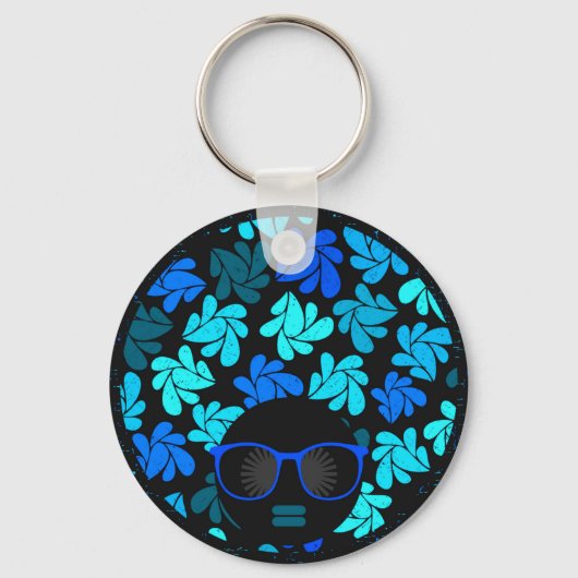 Porte-clés Afro Diva Bleu (Recto)