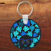 Porte-clés Afro Diva Bleu (Recto)