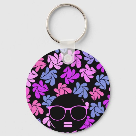 Porte-clés Afro Diva Rose Lavande Bleu (Recto)