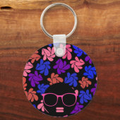 Porte-clés Afro Diva Rose Lavande Bleu (Recto)