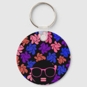 Porte-clés Afro Diva Rose Lavande Bleu (Verso)