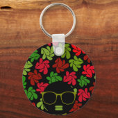 Porte-clés Afro Diva Rouge Rose Vert (Recto)