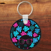 Porte-clés Afro Diva Turquoise & Rose Chaud (Recto)