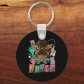 Porte-clés Afro Nurse Life Messy Bun Black African N (Recto)