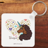 Porte-clés Afro Unicorn | Design cardiaque unique (Verso)