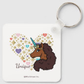 Porte-clés Afro Unicorn | Design cardiaque unique (Dos)