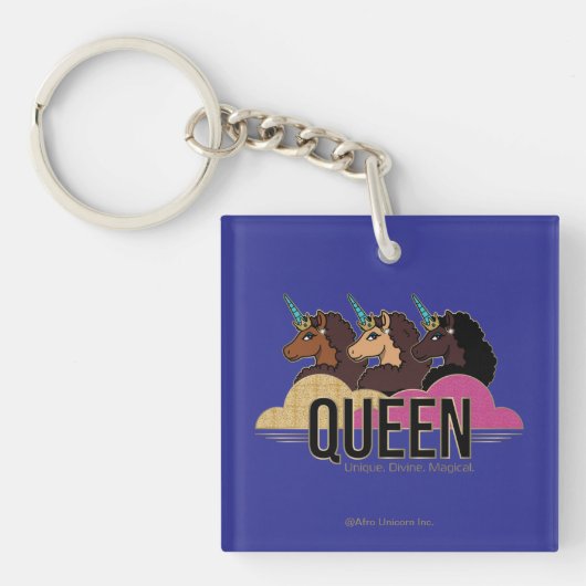 Porte-clés Afro Unicorn Queen Trio Design (Devant)