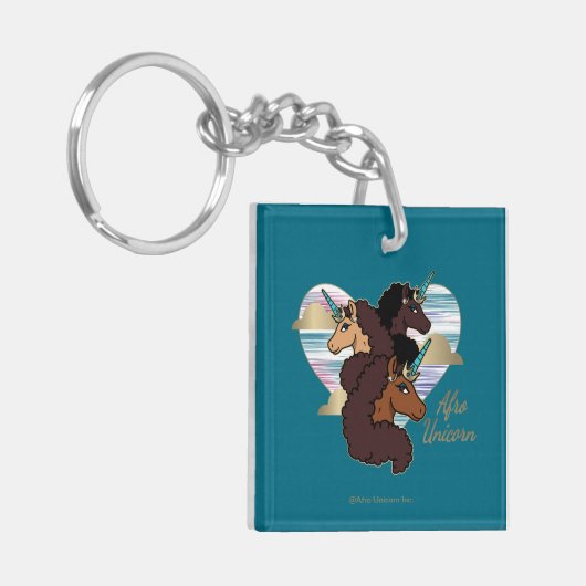 Porte-clés Afro Unicorn Trio Coeur Design (Devant gauche)