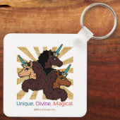 Porte-clés Afro Unicorn Trio : Unique, Divine et Magique (Verso)