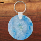 Porte-clés Agate de cristal bleu bébé (Recto)