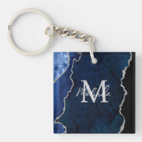 Agate de marbre bleu marine et argenté